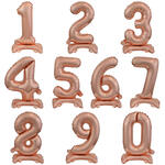 NEU Folienballon Mini Zahlen 0-9 mit Standfu, Rosgold, ca. 38 cm - Verschiedene Ziffern