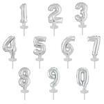 NEU Folienballon Cake Topper Zahlen 0-9, Silber, ca. 13 cm - Verschiedene Ziffern