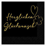 Servietten Herzlichen Gl�ckwunsch, schwarz, 33 x 33 cm, 16 St�ck