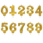 Kerzen mit Halter Zahlen, Gold, Ziffern 0-9
