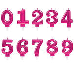 Kerzen mit Halter Zahlen, Pink, Ziffern 0-9