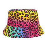 Hut Bucket-Hat Leopard, Neon Regenbogen