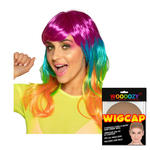 Percke Damen Halblang mit Pony Candy Style Neon Kandy, bunt - mit Haarnetz