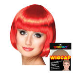 Percke Damen Foxy Bob, Pagenkopf mit Pony, Cabaret, rot - mit Haarnetz