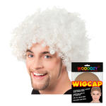 Percke Unisex Herren Super-Riesen-Afro Locken, wei - mit Haarnetz