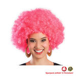 Percke Unisex Damen Super-Riesen-Afro Locken, pink - SPARPACK mit 12 Stck