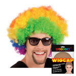 Percke Unisex Herren Super-Riesen-Afro Locken regenbogen, bunt - mit Haarnetz