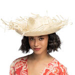 Hut Caribbean Cowboy aus Stroh, ausgefranst, hell