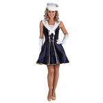 Damen-Kost�m Matrosin, blaues Kleid in Samtoptik - Verschiedene Gr��en (XS-XXL)