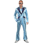 NEU Herren-Kostüm 70s Anzug, blau gestreift - verschiedene Größen (S-XXL)