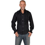 NEU Herren-Kostüm Rüschenhemd Silky, schwarz - verschiedene Größen (S-XXL)