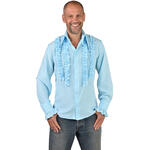 NEU Herren-Kostüm Rüschenhemd Silky, hellblau - verschiedene Größen (S-XXL)
