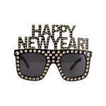 NEU Brille Happy New Year mit Schmucksteinen, schwarz
