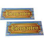 SALE Schild Biergarten aus Papier, blau-wei, 50x20 cm, Bayerische Dekoration, Bayerisches Fest