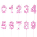 NEU Geburtstagskerze Ziffer am Stab, 5 cm, Facettenoptik, pink - alle Ziffern