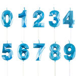 NEU Geburtstagskerze Ziffer am Stab, 5 cm, Facettenoptik, blau - alle Ziffern