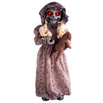 NEU Halloween-Deko-Figur Puppe mit drehendem Kopf, 95cm, mit Licht-, Sound- und Bewegungseffekt