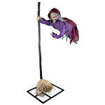 NEU Halloween-Deko-Figur schwebende Hexe, mit Licht-, Sound- und Bewegungseffekten, 195cm