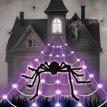 NEU Halloween-Deko LED-Spinnennetz mit Spinne, 5m