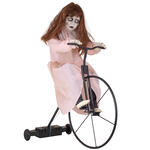 Dekofigur Cycling Cindy, Animatronik mit Bewegung und Sound, ca. 72x30x94cm