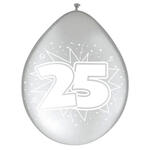 Luftballon, Jubil�um 25, 8 St�ck, silber