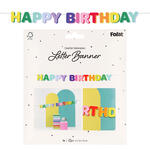 NEU Buchstabengirlande Happy Birthday Stripetastic aus Papier, 170cm x 14cm