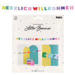 NEU Buchstabengirlande Herzlich Willkommen Stripetastic aus Papier, 220cm x 14cm