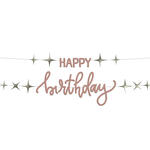 NEU Buchstabengirlande Happy Birthday Creme Rosé, 2 Ketten á 150cm x 14cm, rosé, aus FSC-Papier