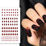 NEU Nagelsticker rot, unterschiedliche Formen, Karte mit 111 Stck