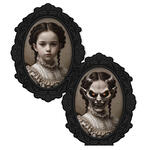 NEU Gruseliges Teufelin-Halloween-Bild mit Holografie-Effekt, ca. 35x48cm