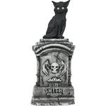 NEU Halloween-Deko Grabstein mit Katze, mit Lichteffekt, 90x40cm