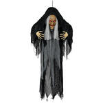 NEU Halloween-Deko Buckel-Hexe mit Licht-, Sound- und Bewegungseffekt, 120cm