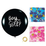 NEU Luftballon Gender Reveal mit rosa und blauem Konfetti