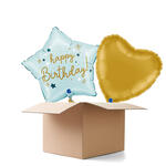 NEU Ballongre Baby-Blue Happy Birthday, blau, 42x40cm, 2 Ballons