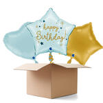 NEU Ballongre Baby-Blue Happy Birthday, blau, 42x40cm, 3 Ballons
