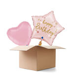 NEU Ballongre Baby-Pink Happy Birthday, rosa, 42x40cm, 2 Ballons