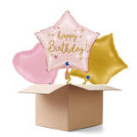 NEU Ballongre Baby-Pink Happy Birthday, rosa, 42x40cm, 3 Ballons