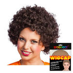 Percke Unisex Clown, Afro Hair, kleine Locken, braun - mit Haarnetz