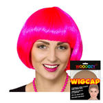 Percke Damen Bob, Pagenkopf mit Pony, Foxy Cabaret, pink - mit Haarnetz