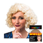 Percke Damen Kurzhaar Bob Pagenkopf mit Locken, Charlston 20er, Flirty Flapper, blond - mit Haarnetz