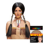 Percke Damen Indianerin mit zwei gefochtenen Zpfen, schwarz - Haarnetz