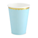Pappbecher mit Goldrand - Hellblau, 220ml, 6 St�ck