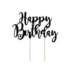 Kuchenstecker / Tortenaufsatz / Cake-Topper Happy Birthday / Geburtstag - Schwarz, ca. 22, 5 cm