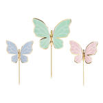 Kuchenaufsatz / Cake-Topper / Picker Schmetterlinge - 9 � 6,5 cm, Farbig sortiert, 9 St�ck