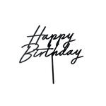 Kuchenaufsatz / Cake-Topper aus Acryl Happy Birthday / Geburtstag - Schwarz, 16,5 cm