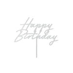 Kuchen�Topper / Aufstecker Happy Birthday / Geburtstag - 18 � 16,5 cm, Silber, Glitter