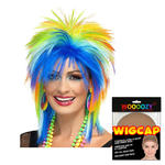Percke Damen 80er Punk Rock Diva Regenbogen, bunt - mit Haarnetz