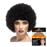 Percke Unisex Damen Super-Riesen-Afro Locken, schwarz - mit Haarnetz
