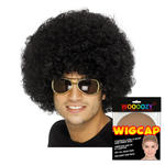 Percke Unisex Herren Super-Riesen-Afro Locken, schwarz - mit Haarnetz