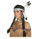 Percke Damen Indianerin mit Stirnband und zwei gefochtenen Zpfen, Sioux, schwarz
